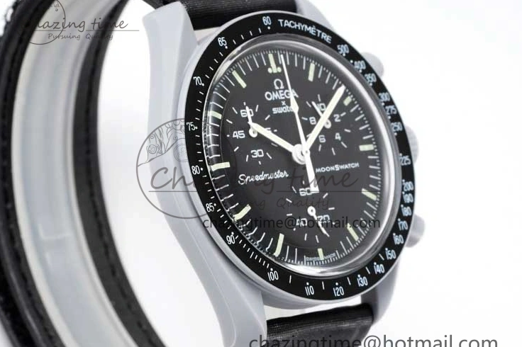 0128 Speedmaster Misson To The Moon 1:1 Best Edition Black Dial On Nylon Strap Quartz UrbanChic 7856